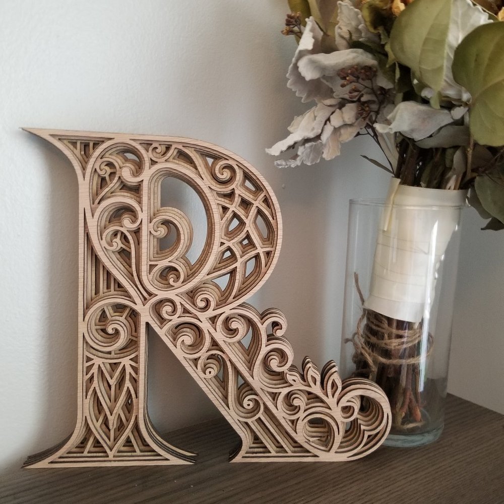 Letter R S T U V W X Y Z Wood Multi-layer Monogram